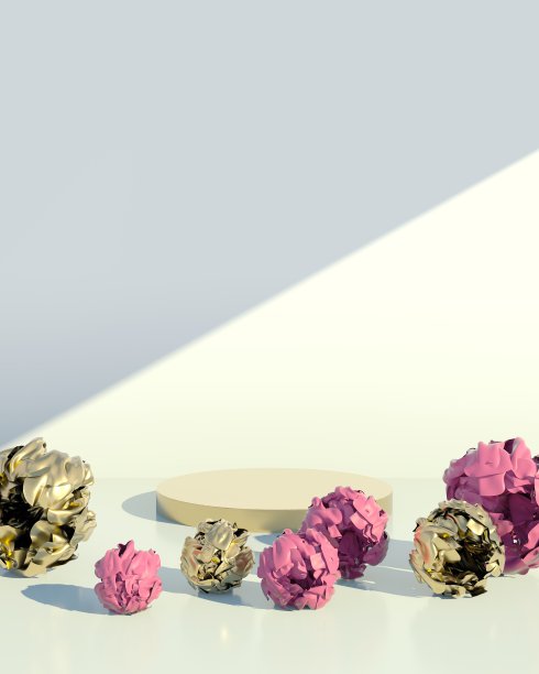 牡丹花化妆品品牌基座。3 d渲染。图片下载