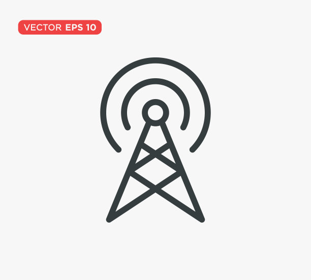 发射器天线信号图标矢量插图设计可编辑可调整EPS 10图片下载