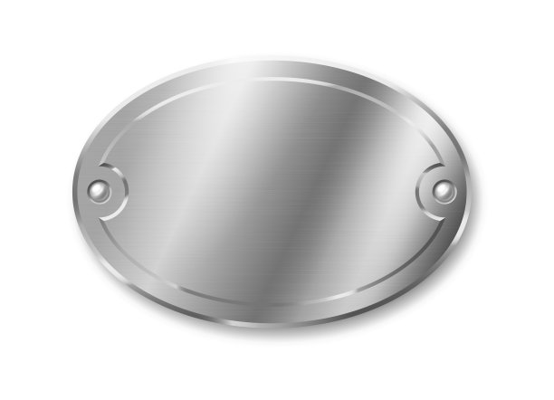 真实的银牌匾，金属框架的门或办公室铭牌。金属胸牌铭牌图片下载