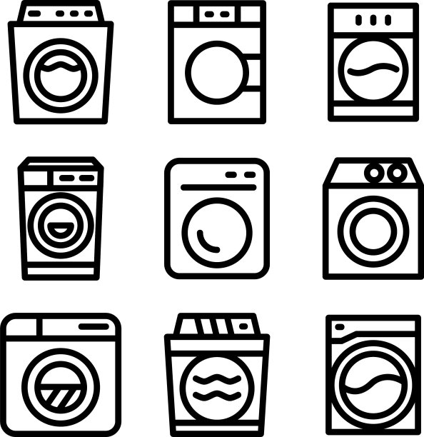 洗衣机图标或标志孤立标志符号图片下载