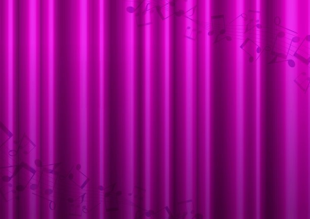 紫色的窗帘背景与音符图案图片下载