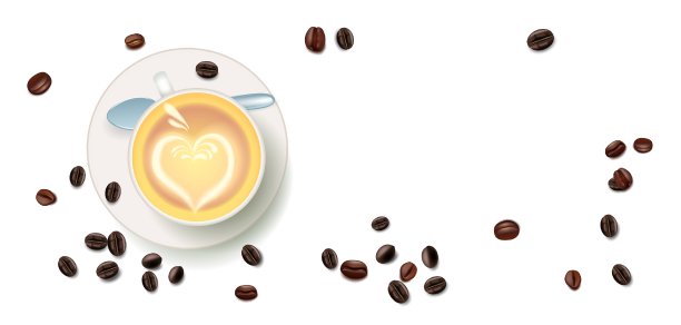 咖啡杯和短信。用它来设计印刷或网页海报。图片下载