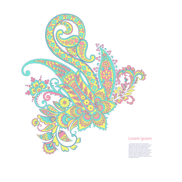 佩斯利花东方孤立图案图片下载