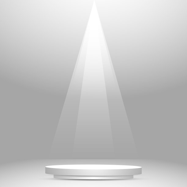 白色的工作室背景，大的讲台与照明从上面-向量图片下载