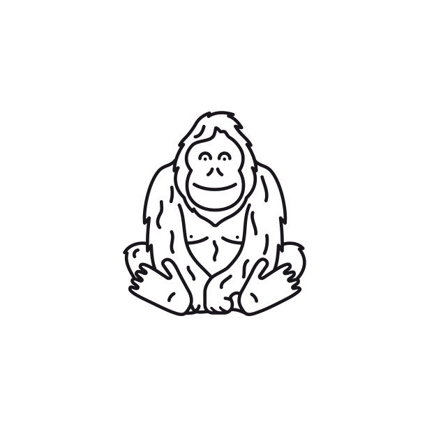 猩猩矢量线图标图片下载