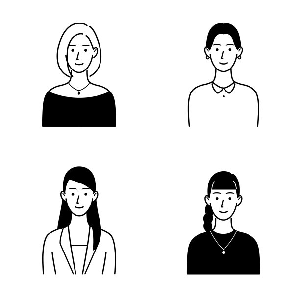 插图设置的各种妇女的上半身图片下载