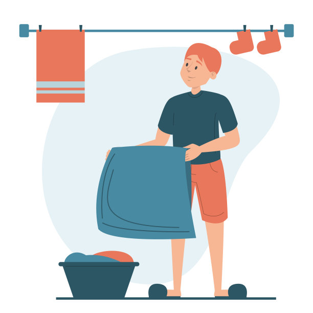 男子吊洗洗衣隔离。日常生活图片下载