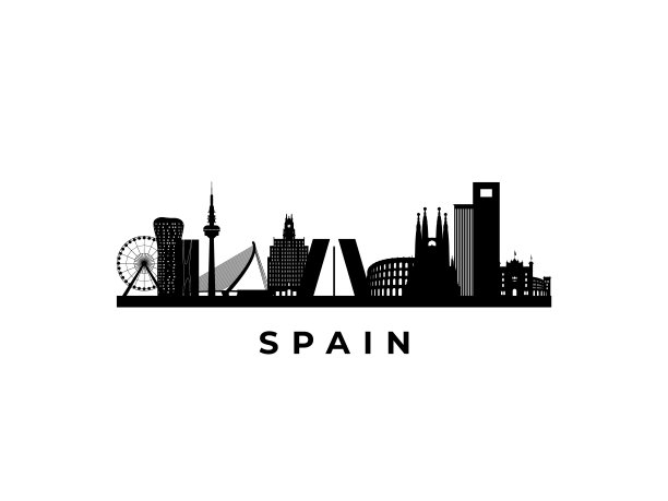 向量西班牙天际线。旅游西班牙著名的地标。商业和旅游的概念介绍，横幅，网站。图片下载
