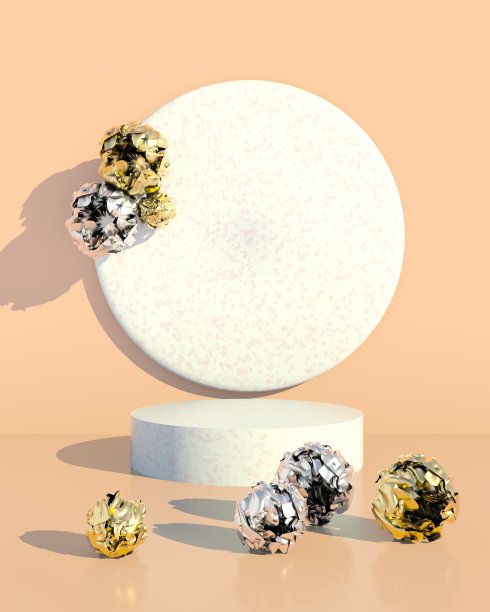 牡丹花化妆品品牌基座。3 d渲染。图片下载