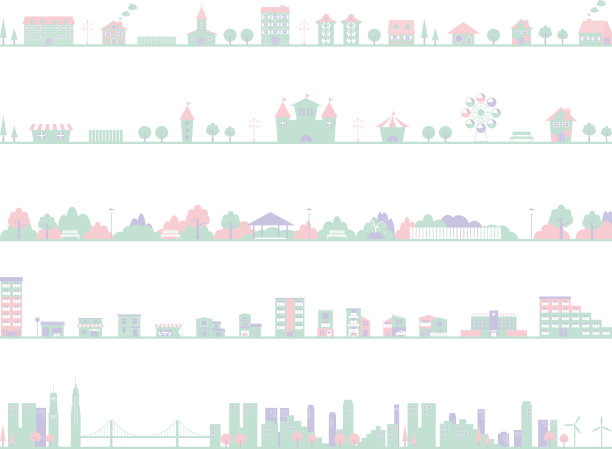 设置插图的彩色城市图片下载