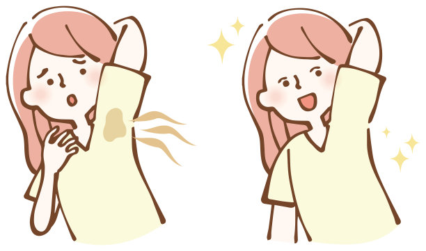 女人担心腋窝出汗的夏季服装插画图片下载