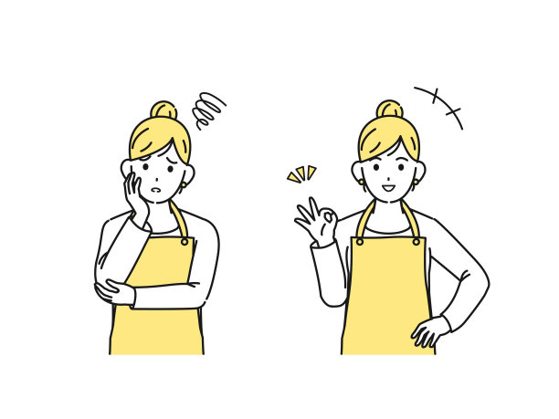 家庭主妇妇女消极姿态和积极姿态插图图片下载