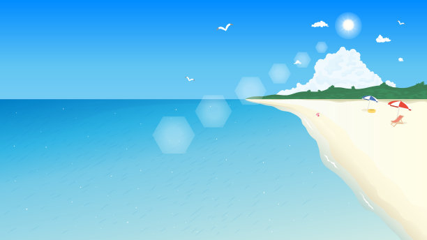 夏日海滩景观插图图片下载