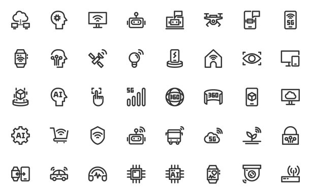 一套技术线图标，物联网，人工智能，机器人图片下载