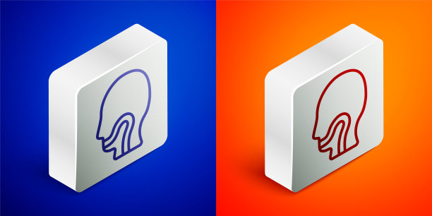 喉咙疼痛图标孤立在蓝色和橙色的背景。喉咙痛。流感，流行性感冒，流感，心绞痛医疗保健和医疗。银广场按钮。向量图片下载