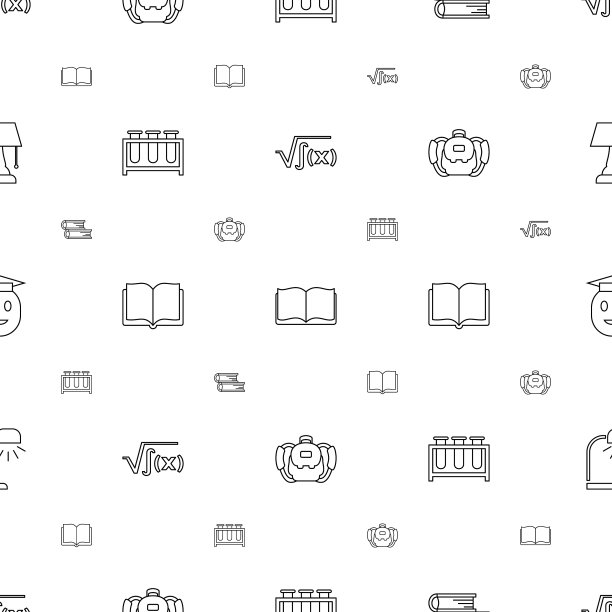 研究图标图案无缝白色背景图片下载