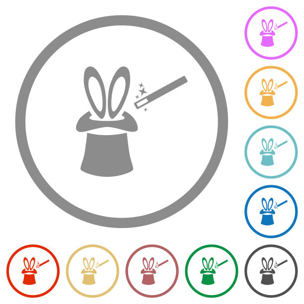 魔法帽子与兔子耳朵扁平图标轮廓图片下载