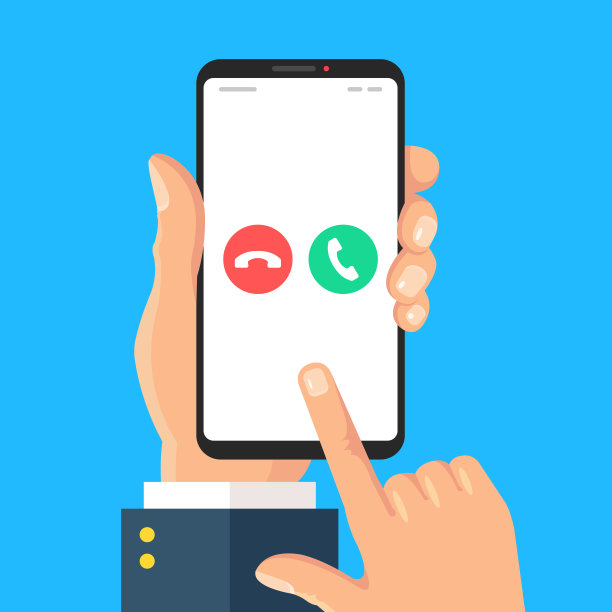 电话。手持手机，屏幕上有接受和拒绝呼叫按钮。智能手机和来电。现代的矢量图图片下载