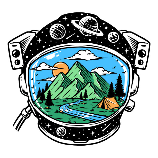 头盔里的山景图片下载