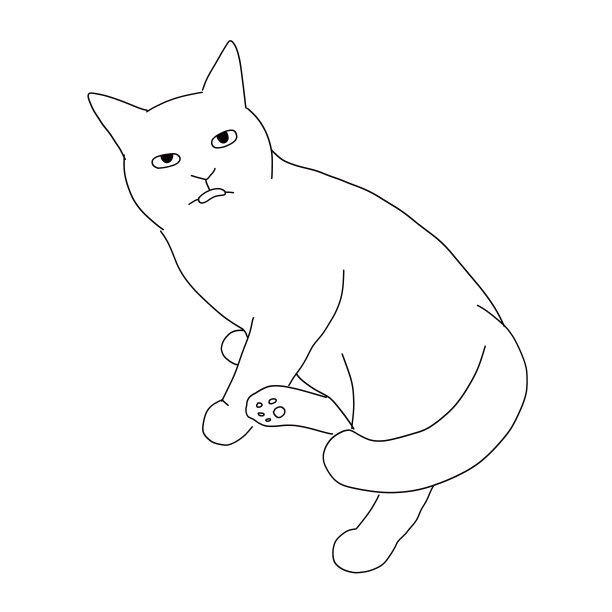 猫的全身线条画图片下载