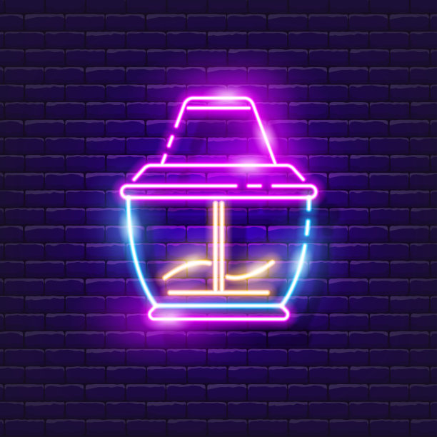 搅拌机霓虹灯。发光的搅拌机图标。矢量插图设计。烹饪概念。食物准备设备。图片下载