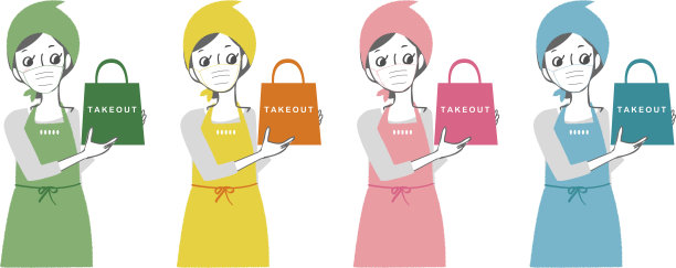 拿着外卖产品的女人（4色）图片下载