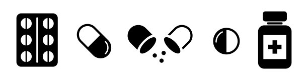 药片图标集合。药房药剂。药片和药瓶隔离。图片下载