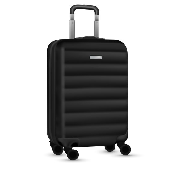 袋旅行。银色旅行塑料旅行箱或度假行李包收集孤立的白色背景。复印空间的暑假和商务旅行的概念。图片下载