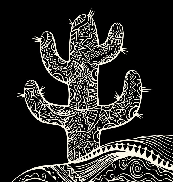 时髦华丽的仙人掌和波浪形的土地。图片下载