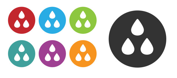 黑色水滴图标孤立的白色背景。设置图标丰富多彩。向量图片下载