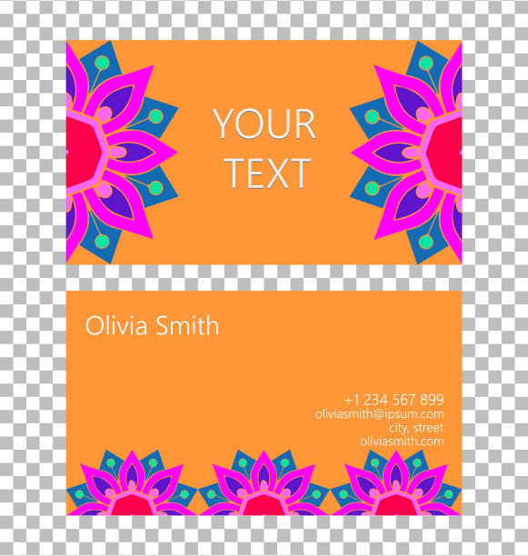 矢量模板隔离名片。3D体积凸浮雕几何彩色花卉图案。图片下载