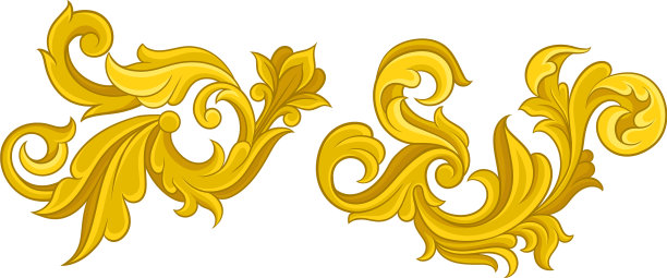 巴洛克式的金色元素与卷轴和漩涡图片下载