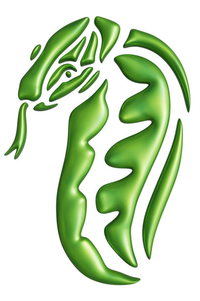 3d艺术与彩色绿色程式化蛇头图片下载