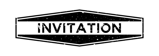 Grunge黑色邀请字六角形橡胶印章印章上的白色背景图片下载