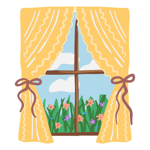 舒适的窗户在村舍核心美学。窗外有开花植物。村的家。手绘矢量插图。孤立的卡通图。装饰，贴纸，设计，打印，明信片的剪贴画。图片下载