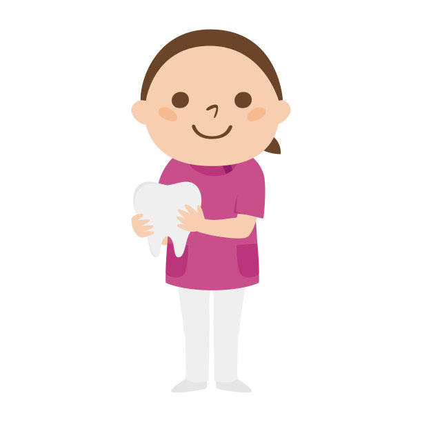 女牙医的插图。那个女人有玩具牙齿。图片下载