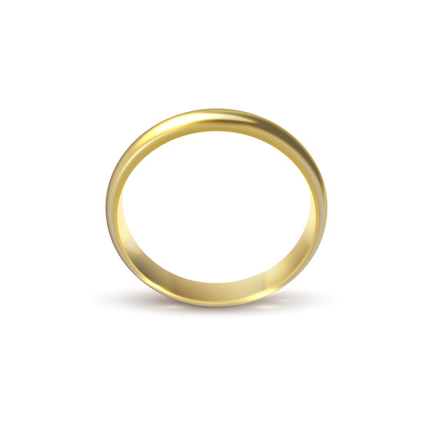 现实的金婚戒孤立在白色背景上象征着爱情和婚姻。图片下载