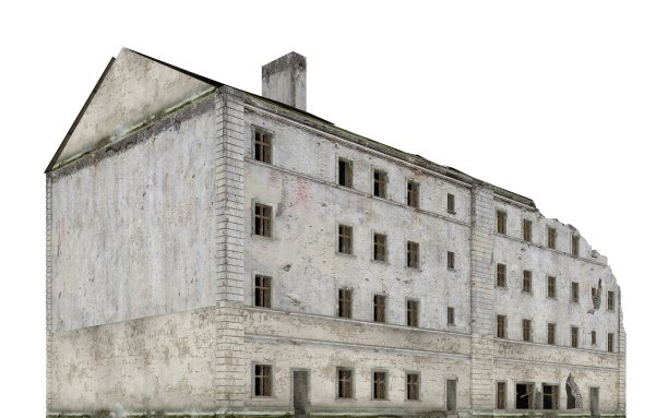 废弃的城市建筑孤立在白色3d插图图片下载