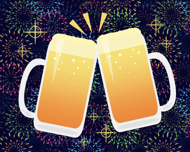 烟花和啤酒图片下载