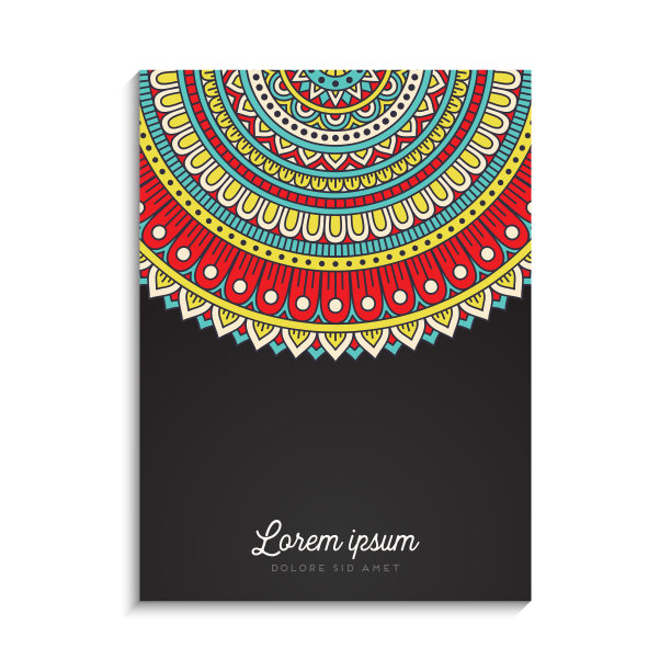 色彩丰富的背景与曼陀罗设计图片下载