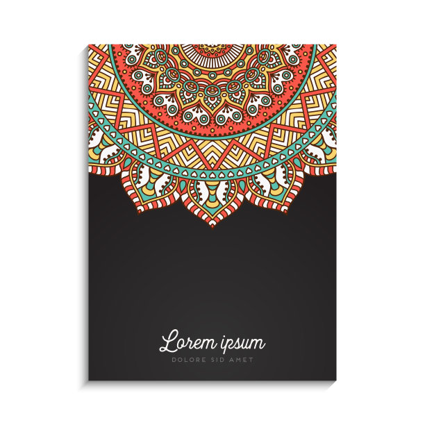 色彩丰富的背景与曼陀罗设计图片下载