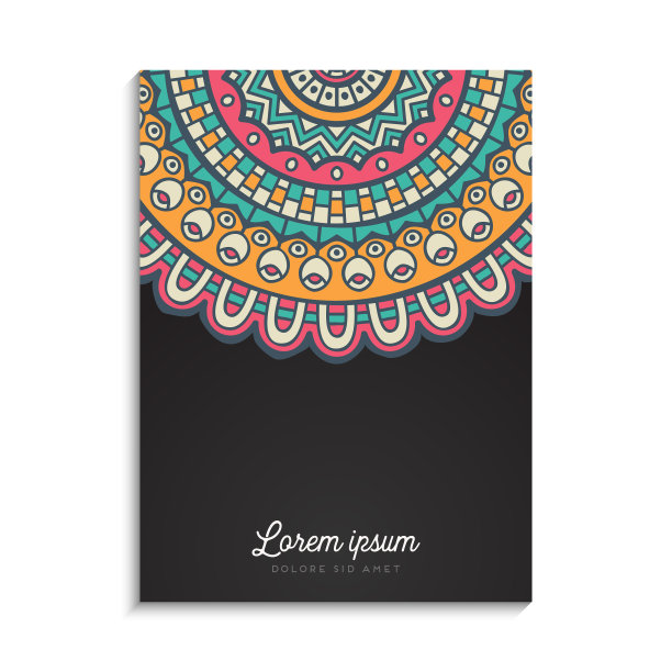 色彩丰富的背景与曼陀罗设计图片下载