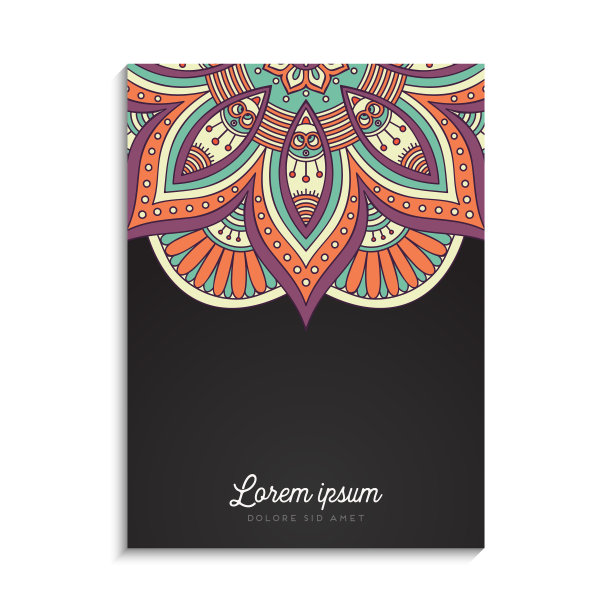 色彩丰富的背景与曼陀罗设计图片下载