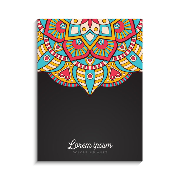 色彩丰富的背景与曼陀罗设计图片下载