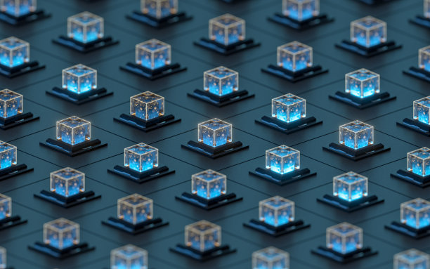 创意电子晶体立方体，3d渲染。图片下载