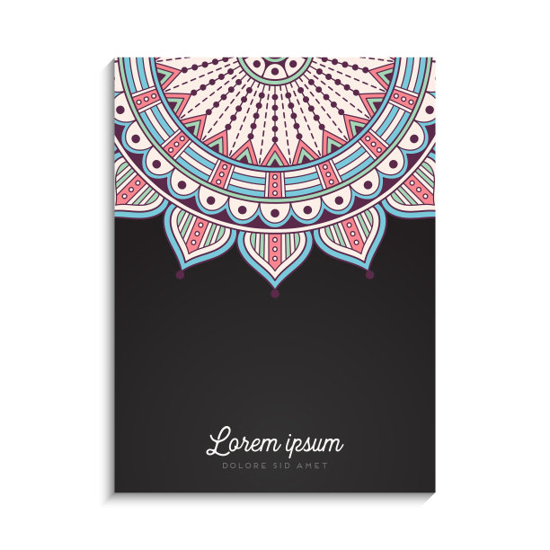 色彩丰富的背景与曼陀罗设计图片下载