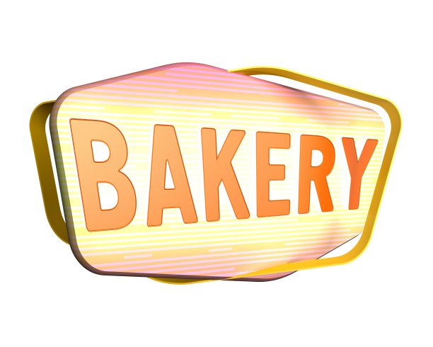 白色的徽章上有面包房的字样图片下载