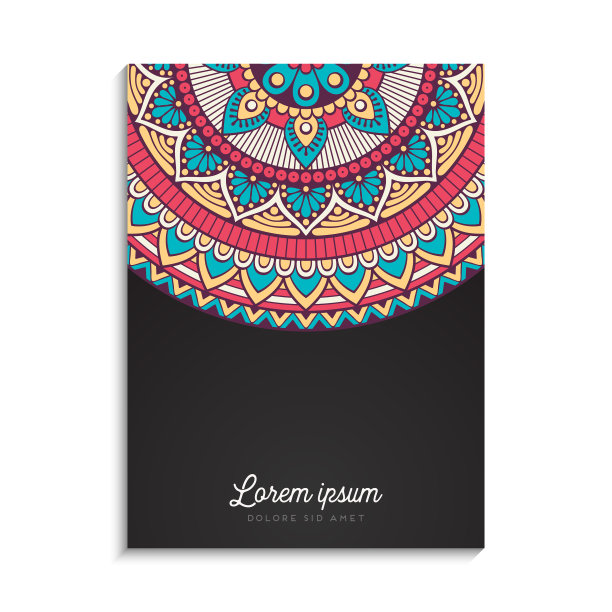 色彩丰富的背景与曼陀罗设计图片下载