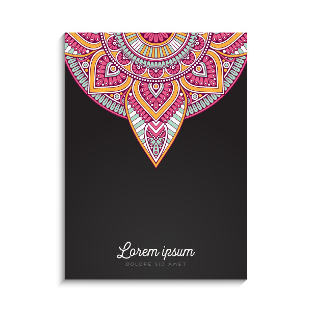 色彩丰富的背景与曼陀罗设计图片下载