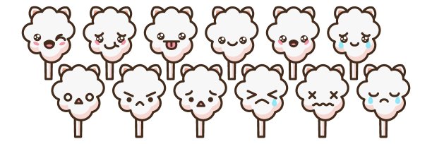 棉花糖表情矢量字符。图片下载